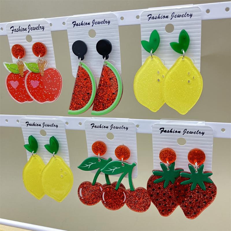 Women'S Accessories Mango - Nouvelles Boucles d'Oreilles Fantaisie Fruits Scintillantes