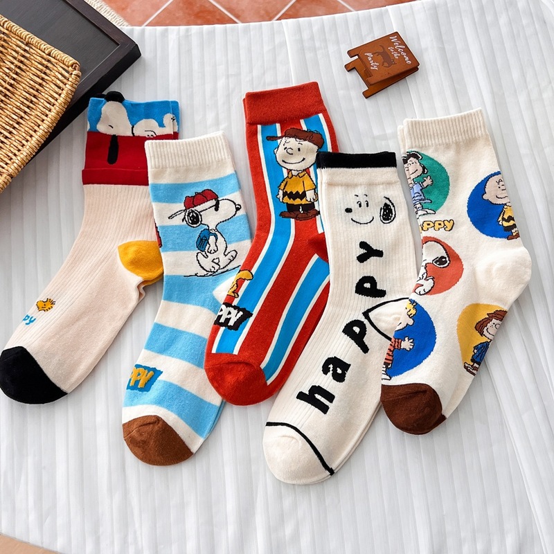 Women'S Ankle Accessories - 5 paires de chaussettes mi-mollet Snoopy