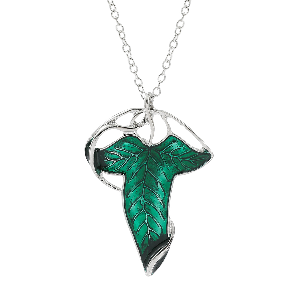 Women Accessories Chain - Collier pendentif feuille verte vintage, bijou
