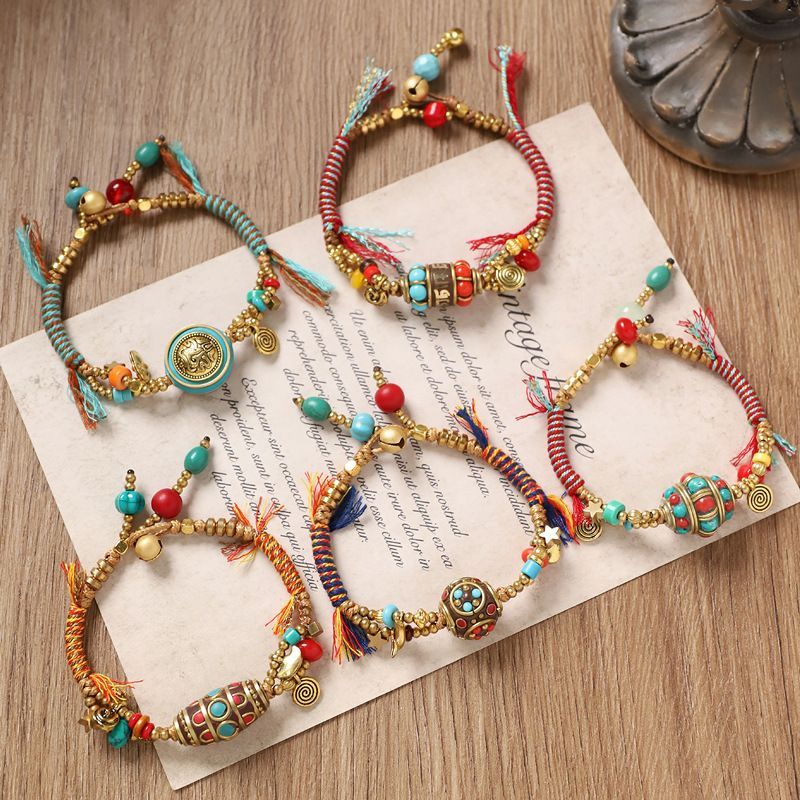 Women Accessories Nepal - Bracelet tissé rétro tibétain, perle de