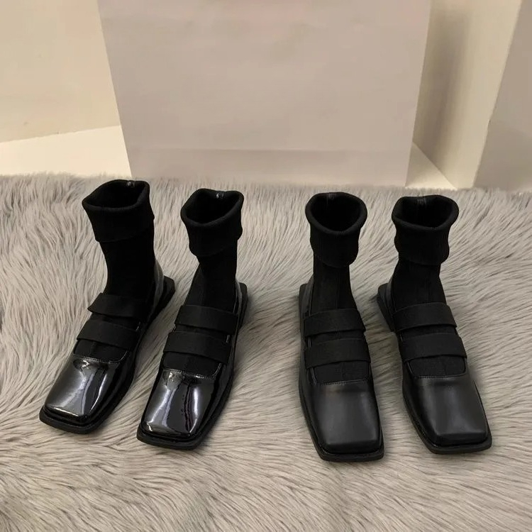Women'S Ankle Accessories - Bottes chaussettes carrées tricotées de style