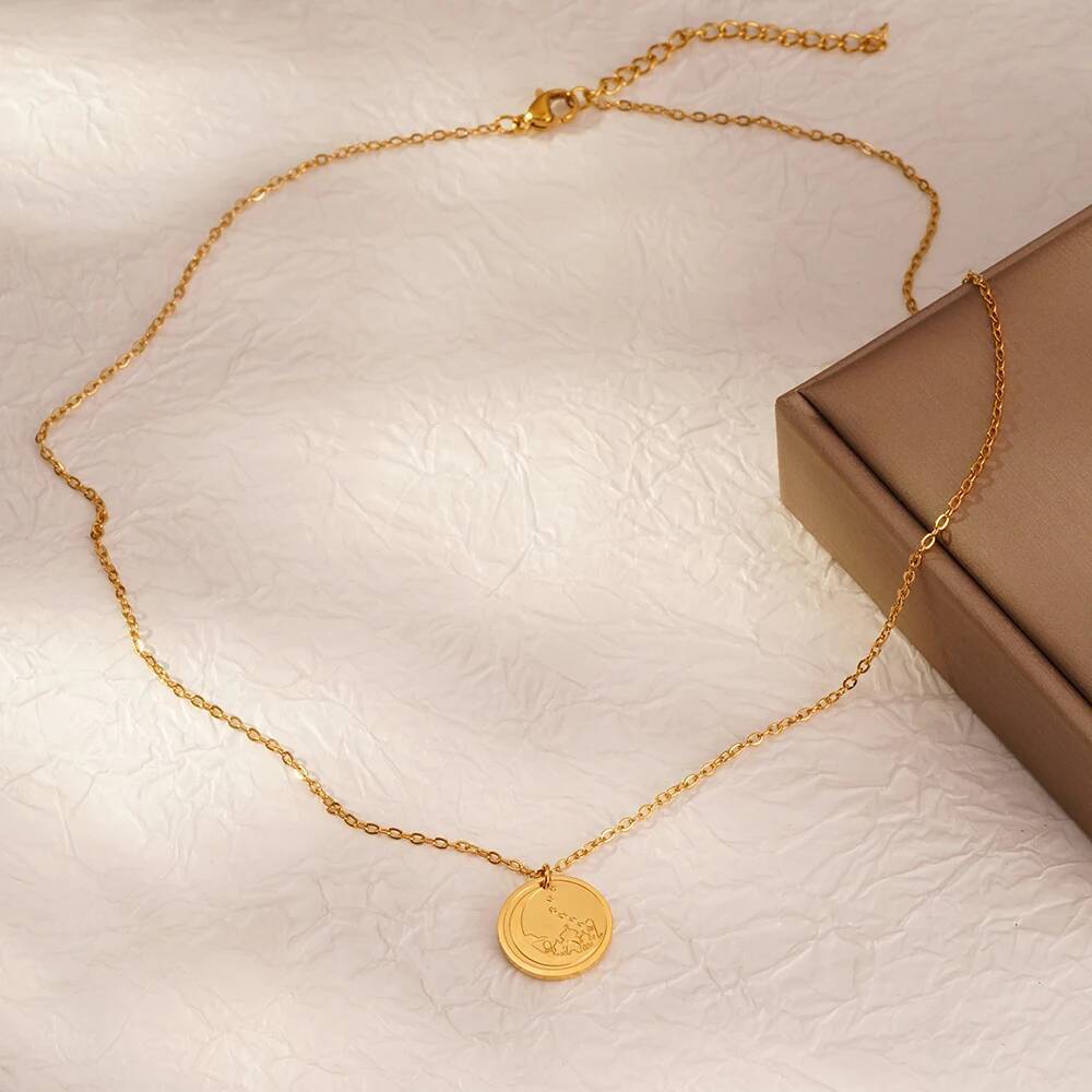 Collier pendentif rond avec di - Coin Necklace Delicate avis et prix