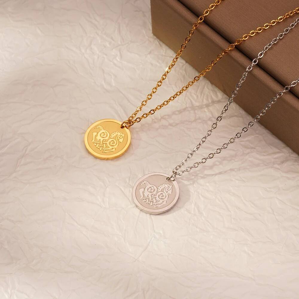 Collier pendentif en acier ino - Coin Necklace Delicate avis et prix