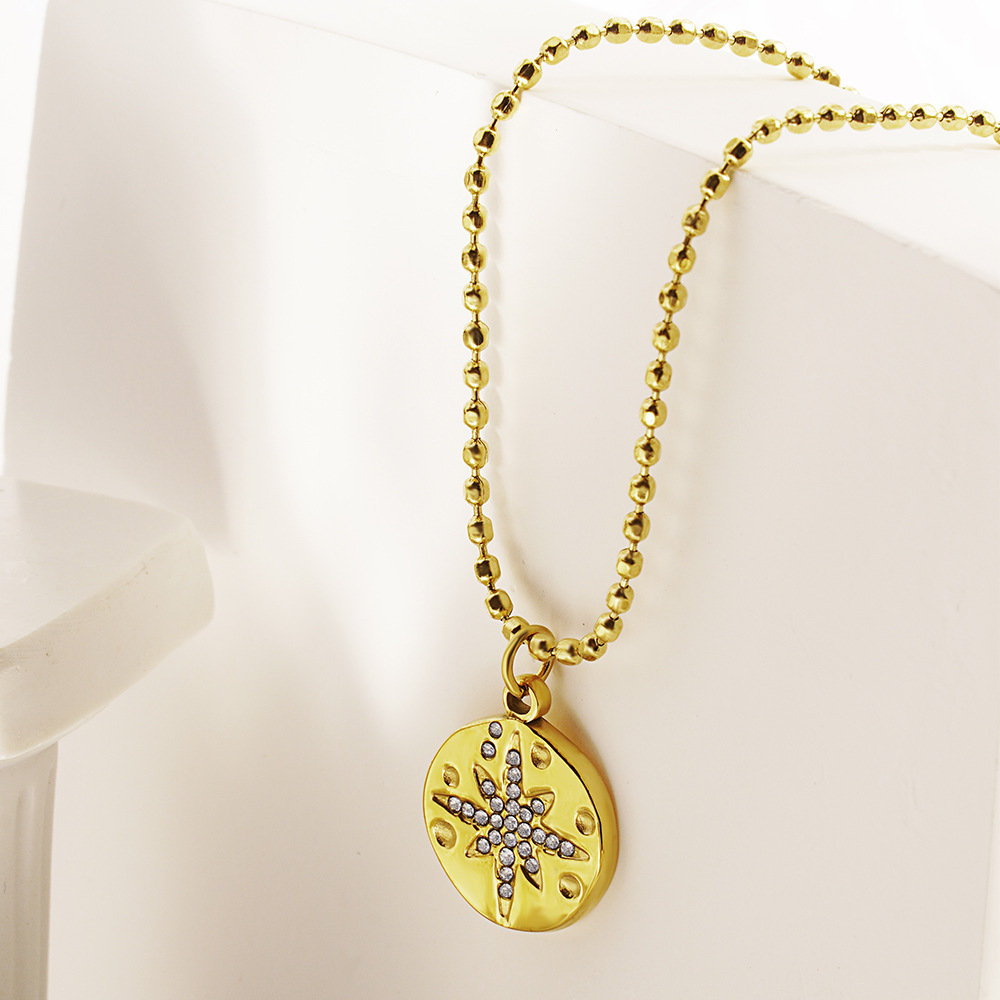Collier pendentif en acier ino - Coin Necklace Delicate avis et prix