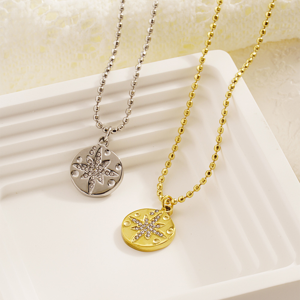 Collier pendentif en acier ino - Coin Necklace Delicate avis et prix